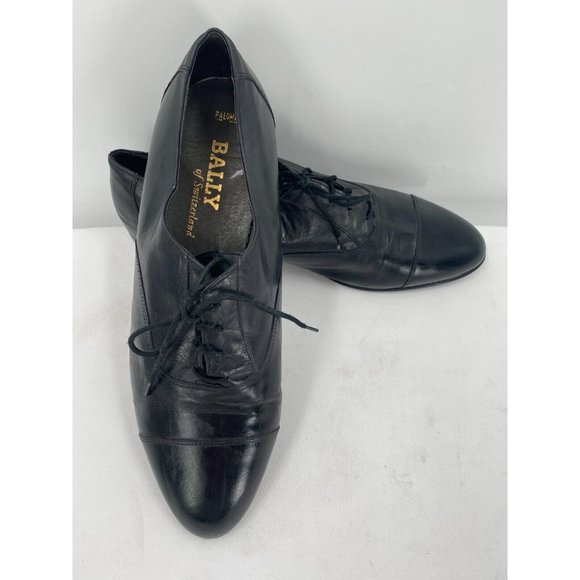 Bally Paloma Black Luxurious Leather Lace Up Oxford Cap Toe Dress Shoes Sz 10 E - Picture 8 of 12